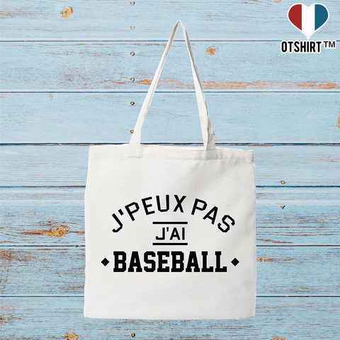Tote bag coton recyclé j'peux pas j'ai baseball 3