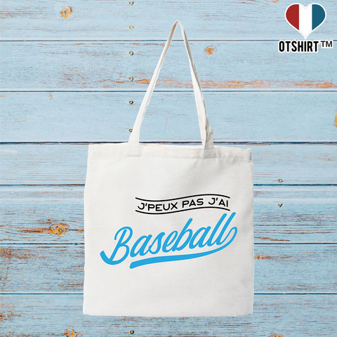 Tote bag coton recyclé j'peux pas j'ai baseball