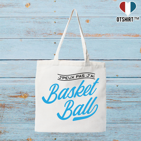 Tote bag coton recyclé j'peux pas j'ai basket ball