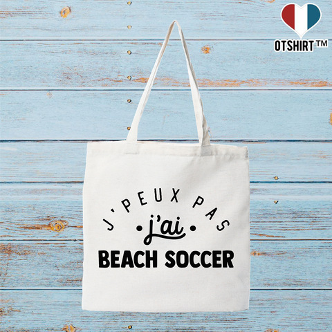 Tote bag coton recyclé j'peux pas j'ai beach soccer 2