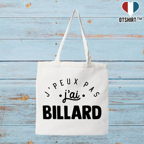 Tote bag coton recyclé j'peux pas j'ai billard 2