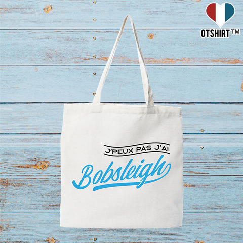 Tote bag coton recyclé j'peux pas j'ai bobsleigh