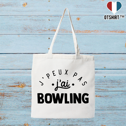 Tote bag coton recyclé j'peux pas j'ai bowling 2