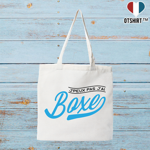 Tote bag coton recyclé j'peux pas j'ai boxe