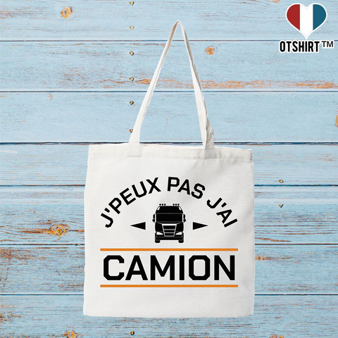 Tote bag coton recyclé j'peux pas j'ai camion