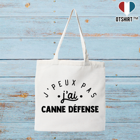 Tote bag coton recyclé j'peux pas j'ai canne défense 2