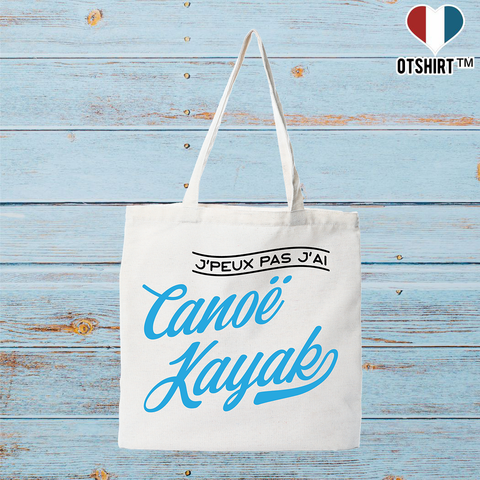 Tote bag coton recyclé j'peux pas j'ai canoë kayak
