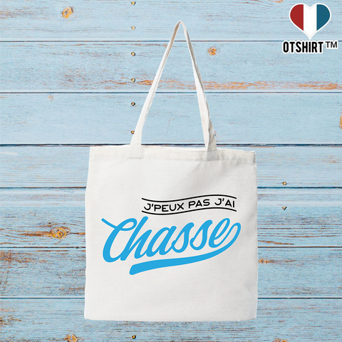 Tote bag coton recyclé j'peux pas j'ai chasse