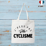 Tote bag coton recyclé j'peux pas j'ai cyclisme 2