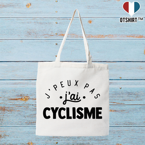 Tote bag coton recyclé j'peux pas j'ai cyclisme 2