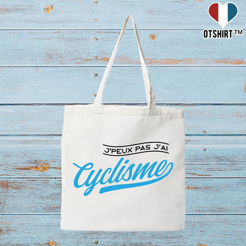 Tote bag coton recyclé j'peux pas j'ai cyclisme