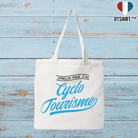 Tote bag coton recyclé j'peux pas j'ai cyclo tourisme