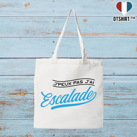 Tote bag coton recyclé j'peux pas j'ai escalade