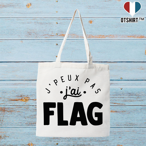 Tote bag coton recyclé j'peux pas j'ai flag 2