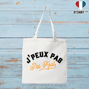 Tote bag coton recyclé j'peux pas j'ai foot