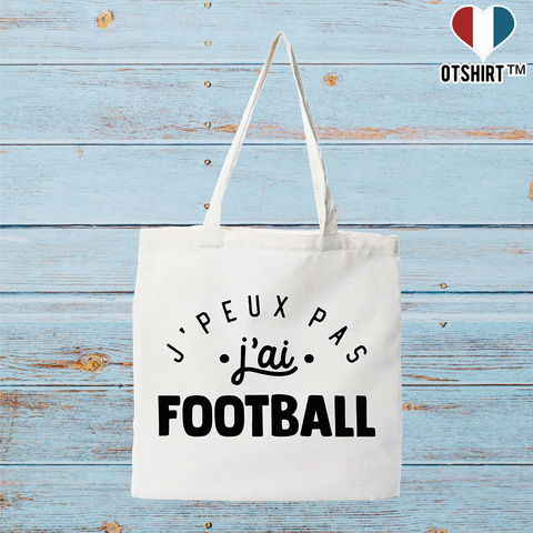 Tote bag coton recyclé j'peux pas j'ai football 2