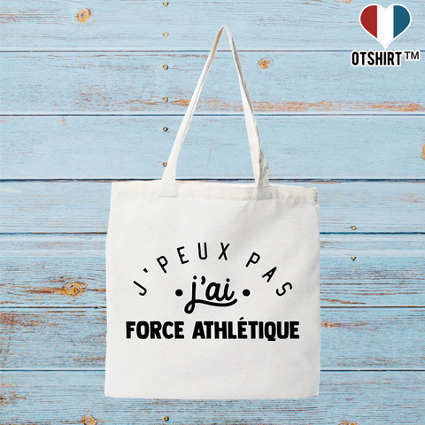 Tote bag coton recyclé j'peux pas j'ai force athlétique 2