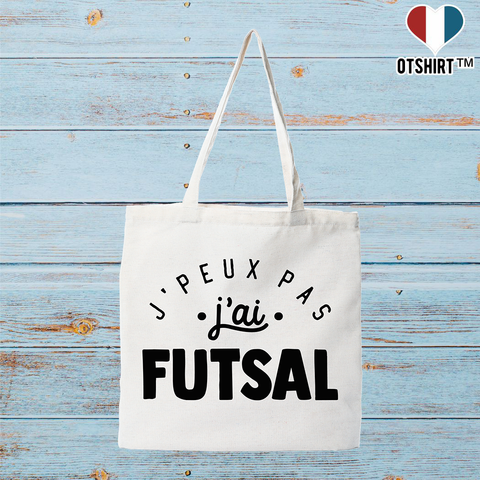 Tote bag coton recyclé j'peux pas j'ai futsal 2