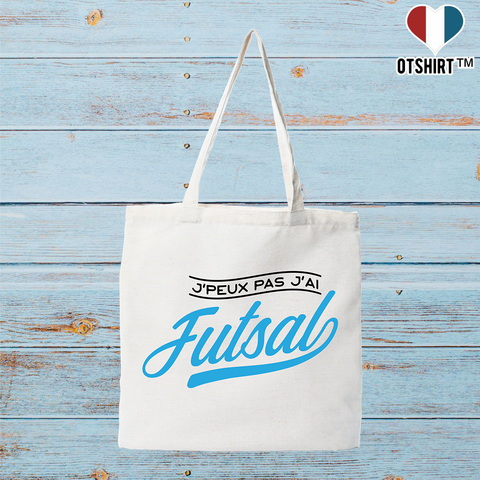 Tote bag coton recyclé j'peux pas j'ai futsal