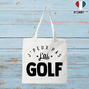 Tote bag coton recyclé j'peux pas j'ai golf 2