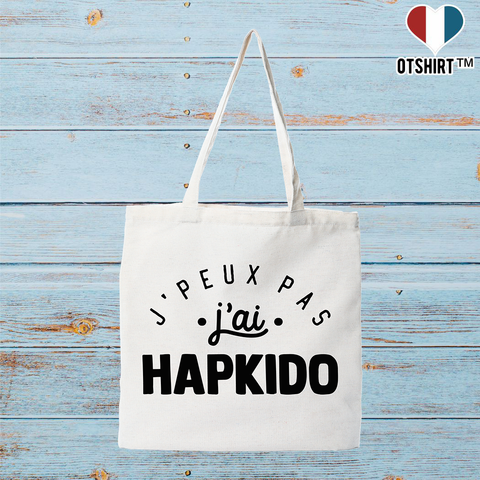 Tote bag coton recyclé j'peux pas j'ai hapkido 2