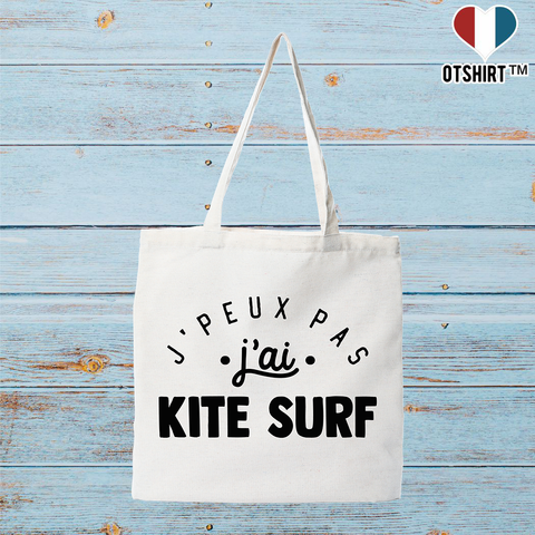 Tote bag coton recyclé j'peux pas j'ai kite surf 2