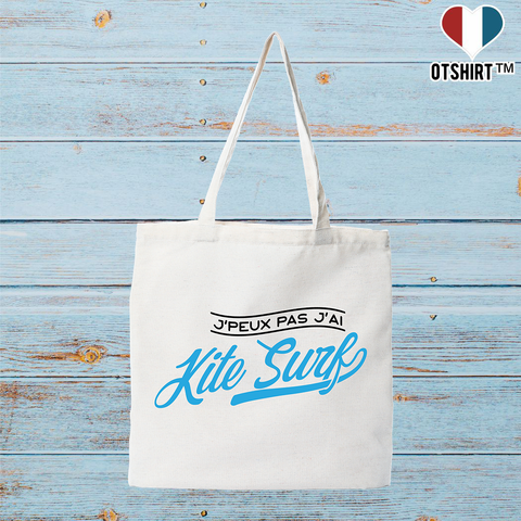 Tote bag coton recyclé j'peux pas j'ai kite surf