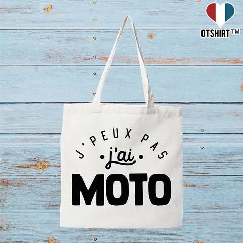 Tote bag coton recyclé j'peux pas j'ai moto 3