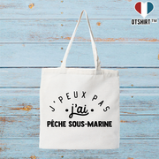 Tote bag coton recyclé j'peux pas j'ai pêche sous marine 2
