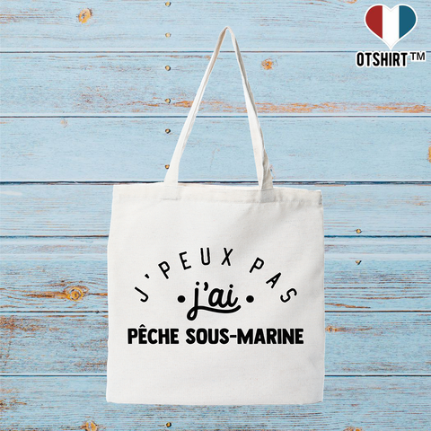 Tote bag coton recyclé j'peux pas j'ai pêche sous marine 2