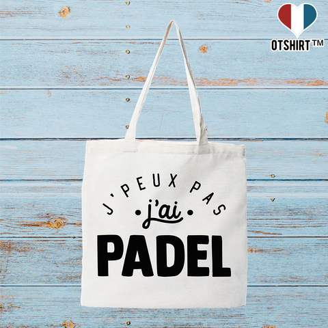 Tote bag coton recyclé j'peux pas j'ai padel 2
