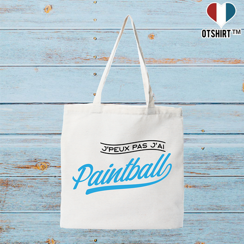 Tote bag coton recyclé j'peux pas j'ai paintball