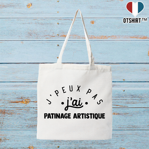 Tote bag coton recyclé j'peux pas j'ai patinage artistique 2