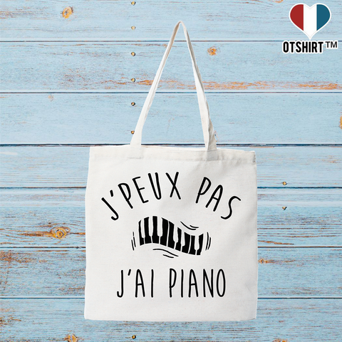 Tote bag coton recyclé j'peux pas j'ai piano