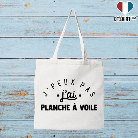 Tote bag coton recyclé j'peux pas j'ai planche à voile 2
