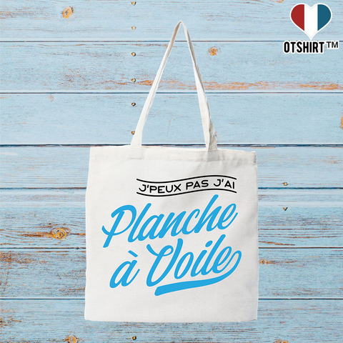 Tote bag coton recyclé j'peux pas j'ai planche à voile