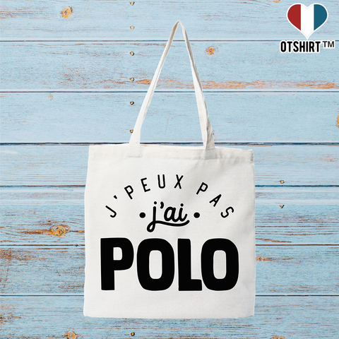 Tote bag coton recyclé j'peux pas j'ai polo 2