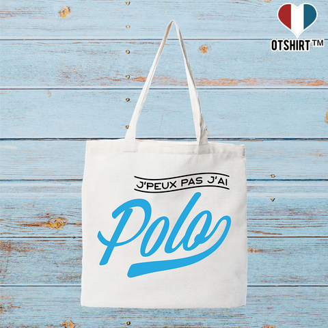Tote bag coton recyclé j'peux pas j'ai polo