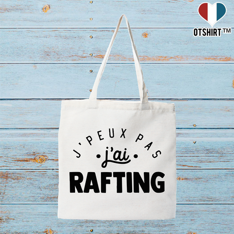 Tote bag coton recyclé j'peux pas j'ai rafting 2