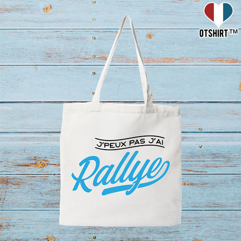 Tote bag coton recyclé j'peux pas j'ai rallye