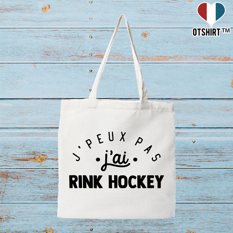 Tote bag coton recyclé j'peux pas j'ai rink hockey 2