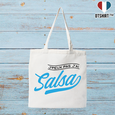 Tote bag coton recyclé j'peux pas j'ai salsa