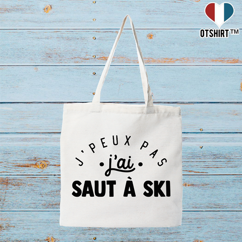 Tote bag coton recyclé j'peux pas j'ai saut à ski 2