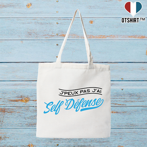 Tote bag coton recyclé j'peux pas j'ai self défense