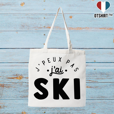 Tote bag coton recyclé j'peux pas j'ai ski 2