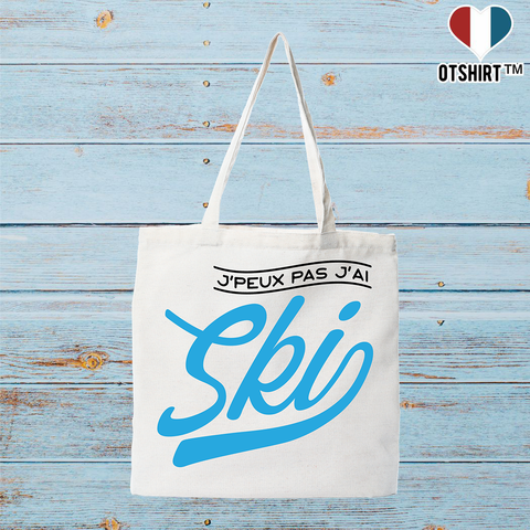 Tote bag coton recyclé j'peux pas j'ai ski
