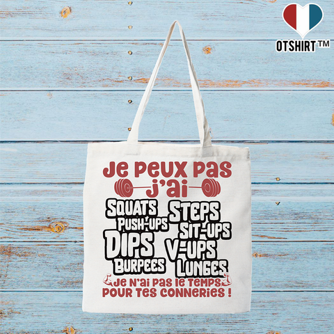 Tote bag coton recyclé j'peux pas j'ai squats