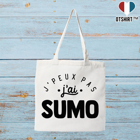 Tote bag coton recyclé j'peux pas j'ai sumo 2