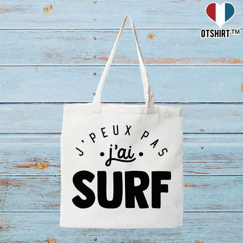 Tote bag coton recyclé j'peux pas j'ai surf 2