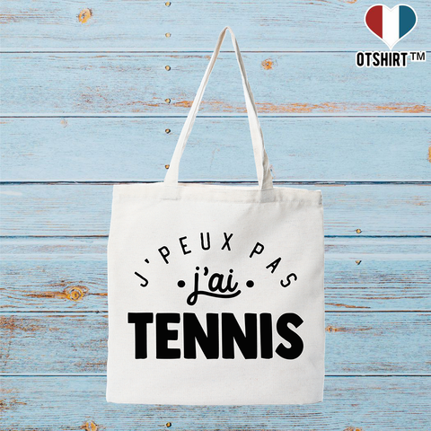 Tote bag coton recyclé j'peux pas j'ai tennis 2